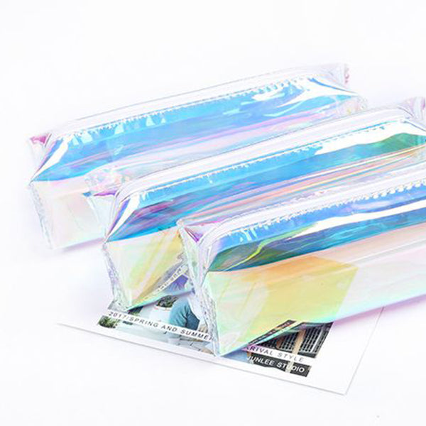 Cool Laser Transparent Color Pencil Bag PVC Waterproof Cosmetic Bag