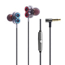 KDK-503 Universal Wired Earphone Dual Dynamic Drivers Stereo Super Bass Headset with Mic