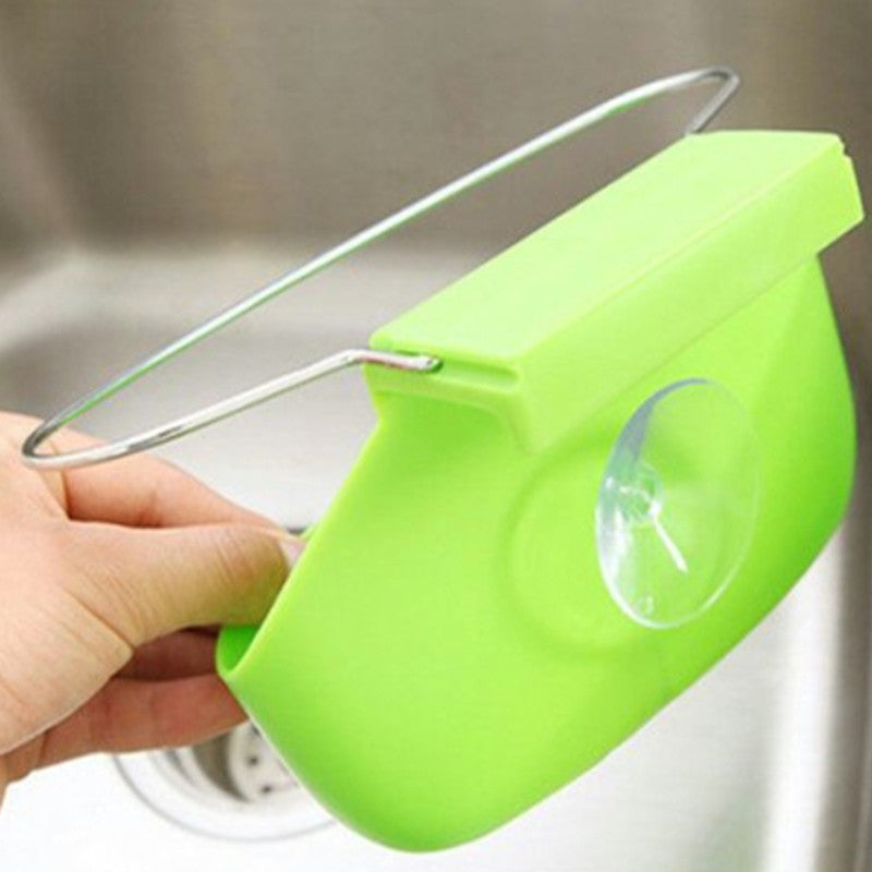 Sink Hanging Storage Bag Strainer Sucker Holder Iron Ring Organizer Draining Faucet Sponge Rack