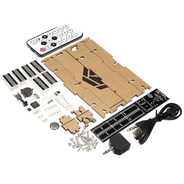 Dual Channels 30 Segments Volume UV Table Remote Control DIY Electronic Clock Music Spectrum Kit
