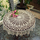 80cm White Hand Crochet Tablecloth Table Runner Desk Cover Topper Pineapple Floral Wedding Decor