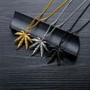 Creative Tree Hemp Maple Leaf Pendant Titanium Steel Male Necklace