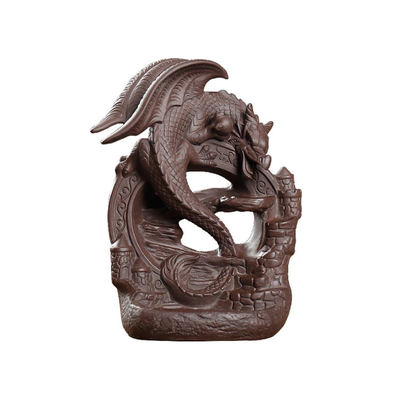 Waterfall Backflow Ceramic Dragon Incense Burner Cone Holder Censer Home Decor