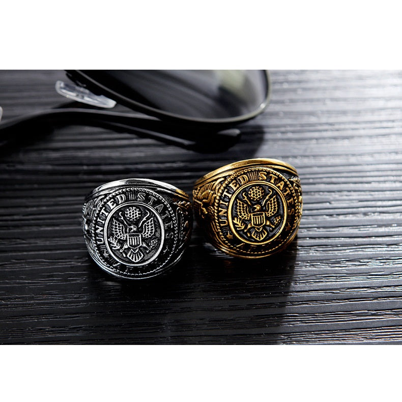 Personality Retro Slab Eagle Titanium Steel Ring