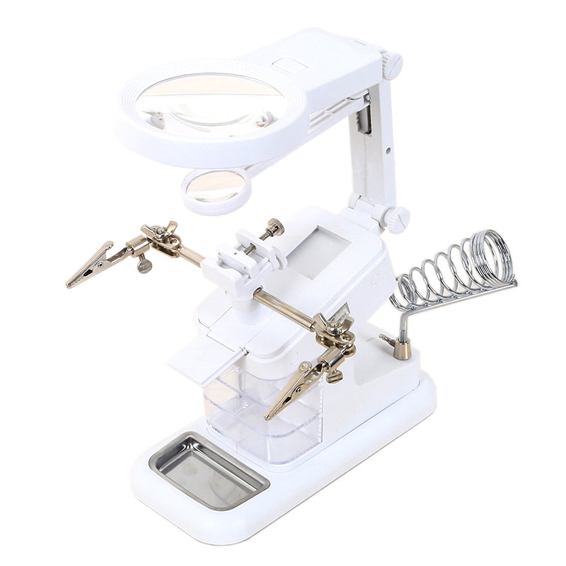 3X/4.5X/25X Soldering Table Magnifier Illuminated Magnifying Glass Third Hand Magnifier