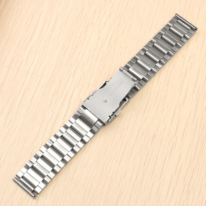 20mm 22mm 24mm Solid Link Silver Stainless Steel Watch Band