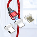 FLOVEME 3A Type C LED Magnetic Braided Fast Charging Data Cable 1M For Smartphone iPad Pro Tablet