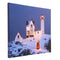 40 x 30cm Operated LED Christmas Snowy Cottage On Hill Xmas Canvas Print Wall Art