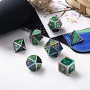 7Pcs/Set Rainbow Edge Metal Dice Set with Bag Board Role Playing Dragons Table Game Bar Party Game Dice Hobbies Toy Gift
