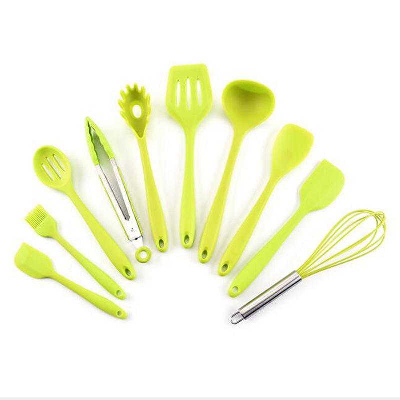 10PCS Silicone Kitchen Utensils Heat Resistant Cooking Bake Spoon Tool for BBQ Non-stick Spatula Shovel