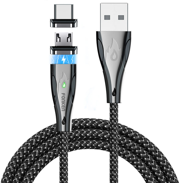 FONKEN 5A Micro USB Type C LED Indicator Light Magnetic Fast Charging Data Cable For Huawei P30 Mate 30 Xiaomi 9 Pro Redmi 7A Redmi 6Pro OUKITEL Y4800