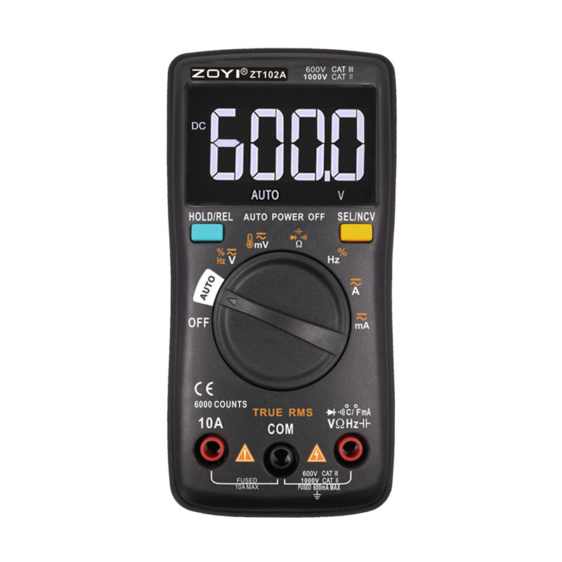 ZT102A Auto Functional Multimeter 6000 Counts Back Light AC/DC Ammeter Voltmeter Ohm Frequency Diode Temperature