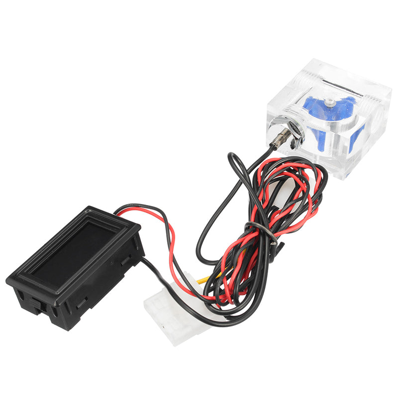 LED Thermometer 3 Way FlowMeter For Water Cooling Liquid Cooler System With 2 Barbs