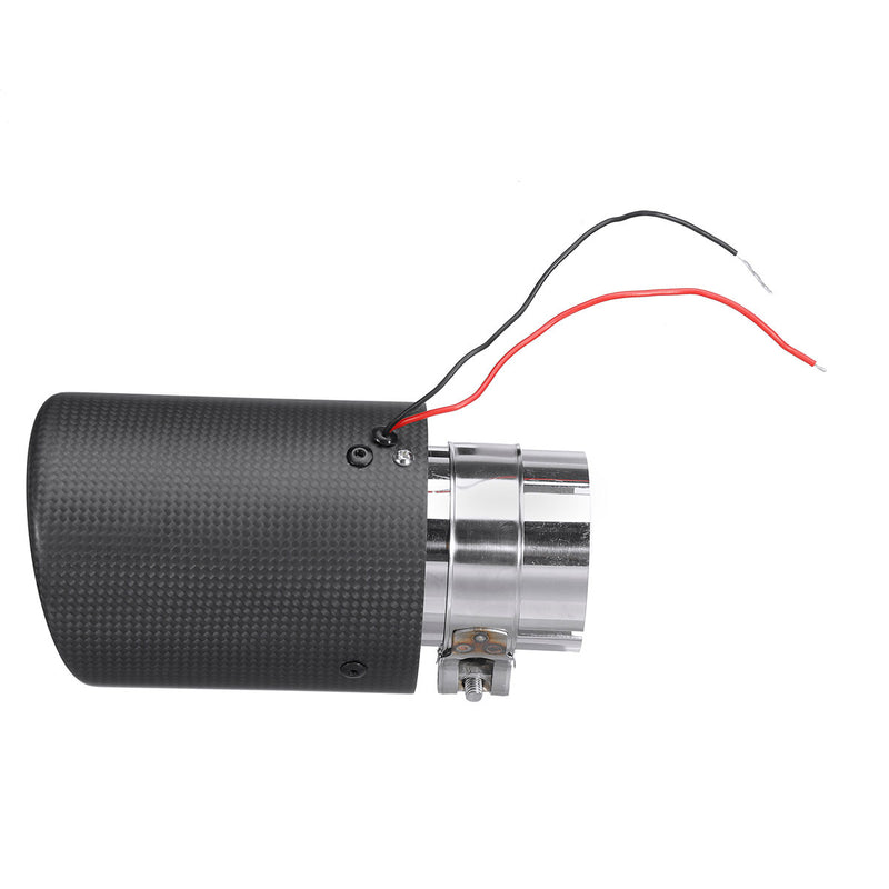Matte Carbon Fiber Car Exhaust Pipe Tail Muffler Tip LED Light 63mm IN-102mm OUT
