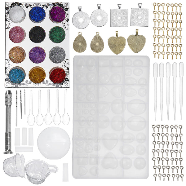 118/138 Pcs Resin Casting Mold Tool Kits Silicone Making Jewelry Pendant Mould