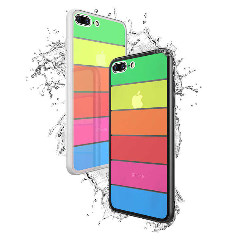 Bakeey Rainbow Scratch Resistant Tempered Glass Back Cover TPU Frame Protective Case For iPhone