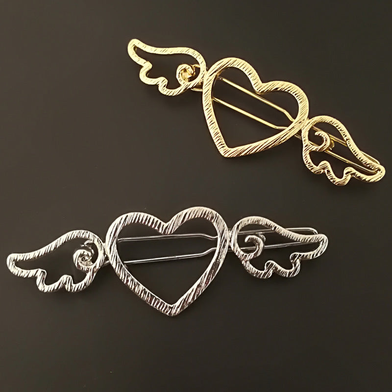 Lovely Hollow Heart Shape Side Wing Hair Clips Barrettes Hair Accessories for Girls Women