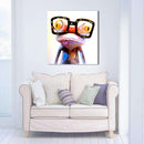 Miico Hand Painted Oil Paintings Animal Modern Art Happy Frog With Glasses On Canvas Wall Art For Home Decoration 20x20cm