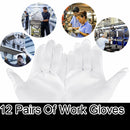 12Pairs Nylon Work Gloves White Etiquette Gloves Dust-Free Gloves Protection