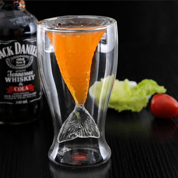 Unique Double Mermaid Beer Glass Mug Transparent Wine Cup Beer Coffee Mug Bar Beach Drinkware