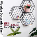 Large Wall Mounted Shelf Wooden Decorative Storage Display Hexagon Shelf Rack