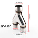 Automobile Universal 304 Stainless Steel Y-tube Three-way Exhaust Muffler Adapter