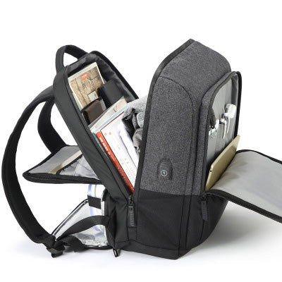 OUTWALK USB Charging Backpack Large Capacity Simple Fashion Trend Travel Men's Laptop Bag