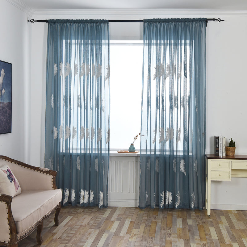 3/2/1.5/1M Embroidered Sheer Curtains for Living Room Feather Modern Design Bedroom Elegant Yarn Curtains Voile
