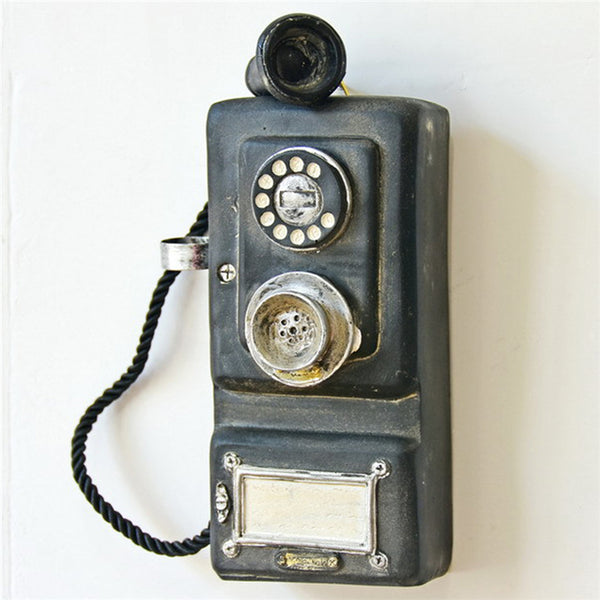 Vintage Retro Rotary Telephone Statue Wall Corded Phone Figurines Ornaments Office Decor Crafts Gift