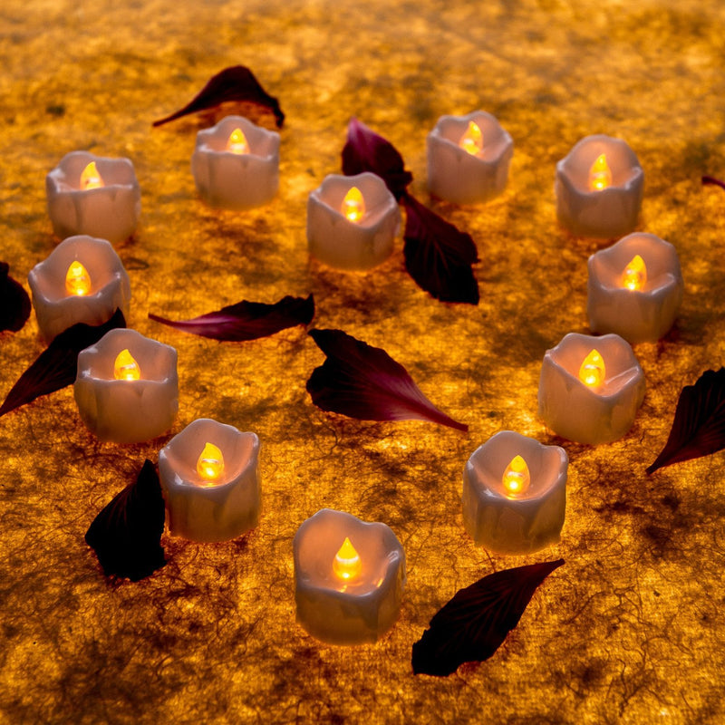 12 Pcs/Lot Led Yellow Flicker Drop Tear Candle Tealight Electronic Flameless Candle Decorations