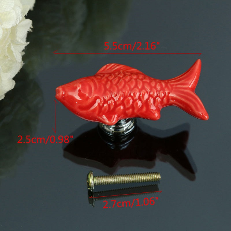 Goldfish Ceramic Knobs Door Furniture Handle Cupboard Cabinet Drawer Pull