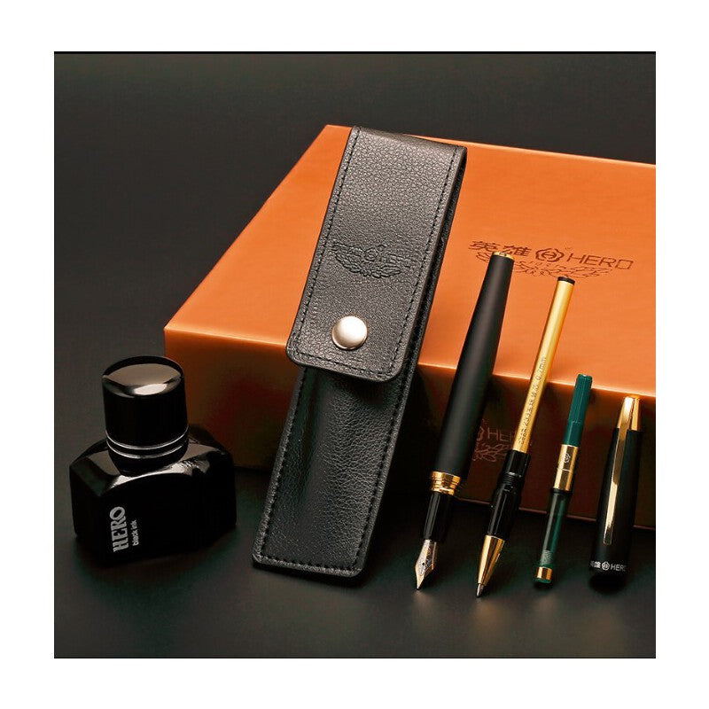 Hero 7088 Luxurious Business Fountain Pen Set 0.5mm Fine Nib Metal Writing Signing Pen Office School Stationery Supplies Gifts for Friends Families