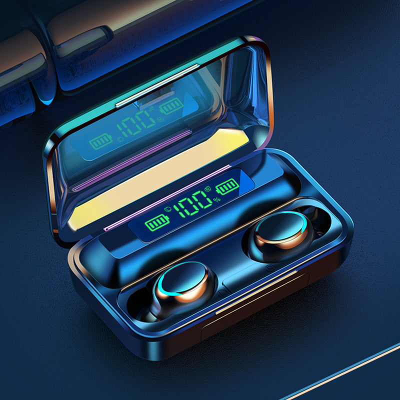 F9-5 TWS bluetooth 5.0 Three LED Power Display Earphone Waterproof Wireless Stereo Earbuds with Charging Box