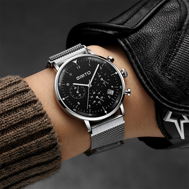 GIMTO GM245 Luminous Display Business Style Watch Stainless Steel Men Sport Quartz Watch