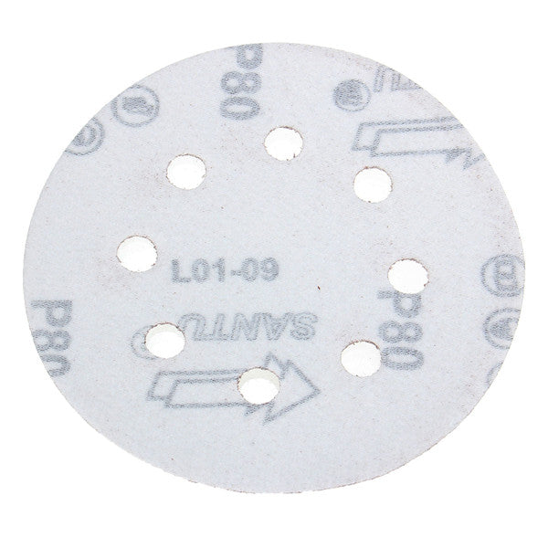 50pcs 5 Inch 8 Hole 80/120/180/240/320 Grit Sanding Disc Polishing Tool