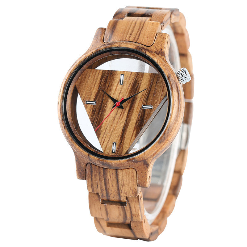 Deffrun Transparent Creative Wooden Wrist Watch Unique Design Men Quartz Watch