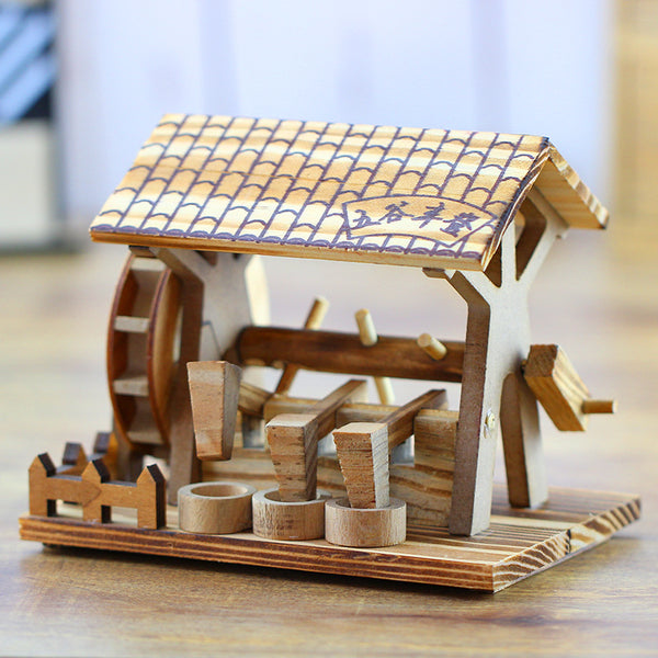 Wooden Crafts Hand Waterwheel Furniture Office Decorations