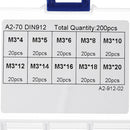 200Pcs M3 304 Stainless Steel DIN912 Screw Hex Socket Cap Screw Bolt for RC Model