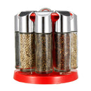 MEIGAR 8Pcs Cruet Salt Pepper Seasoning Box Condiment Spice Bottles With Stand Holder
