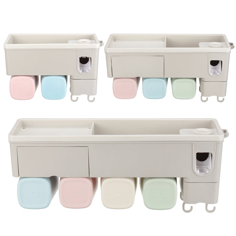 Toothbrush Holder Toothpaste Squeezer Stand Organizer Plastic Bathroom Storage Rack Set