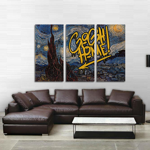 Miico Hand Painted Three Combination Decorative Paintings Starry Sky Wall Art For Home Decoration