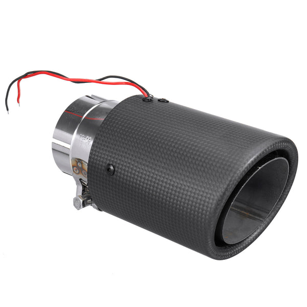 Matte Carbon Fiber Car Exhaust Pipe Tail Muffler Tip LED Light 63mm IN-102mm OUT