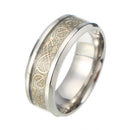 Fashion Luminous Stainless Steel Finger Ring Dragon Pattern Punk Gift for Men