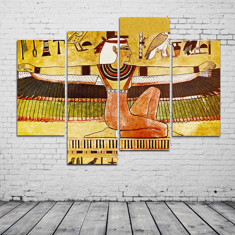 Miico Hand Painted Four Combination Decorative Paintings Ancient Egyptian Woman Wall Art For Home Decoration