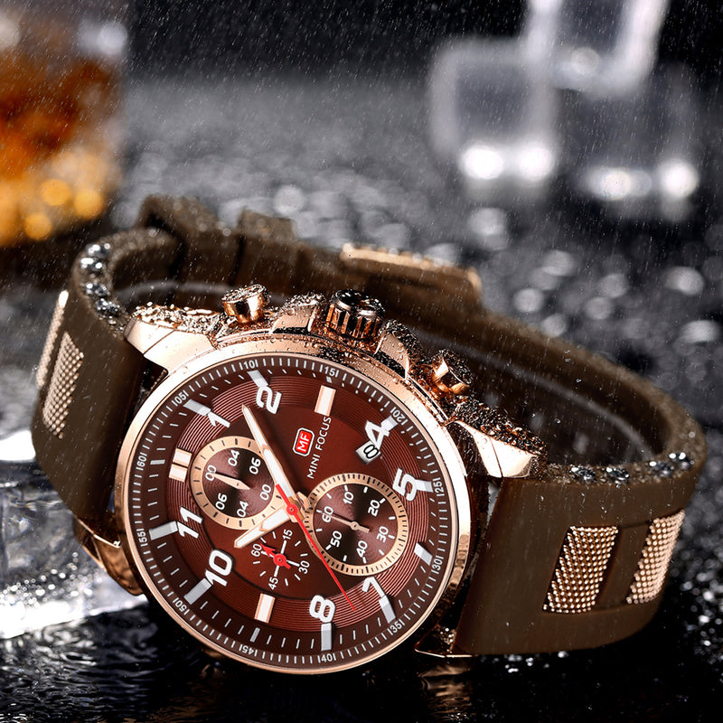 MINI FOCUS MF0268G Multi-function Chronograph Luminous Military Sports Men Watch Quartz Watch