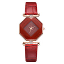 Fahion Diamond Mirror Watch Ladies Dress Ultra-thin Leather Women Quartz Watch