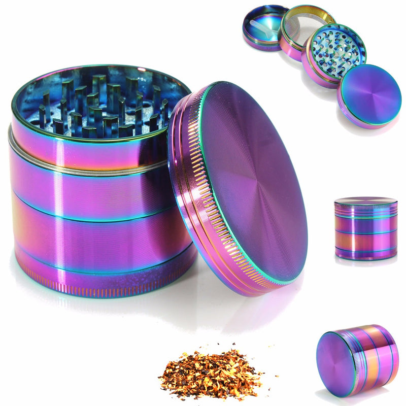 2 Inch 4 Piece Rainbow Spice Grinder Smoke Crusher Metal Herb Grinder Zinc Alloy