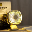 Loskii HF-201 Mini Electronic Desktop Clamp Design LED Night Light USB Rechargeable Fan
