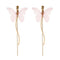 Sweet Pink Butterfly Arc Line Tassel Pendant Ear Clip Drop Earrings Fashion Jewelry for Women