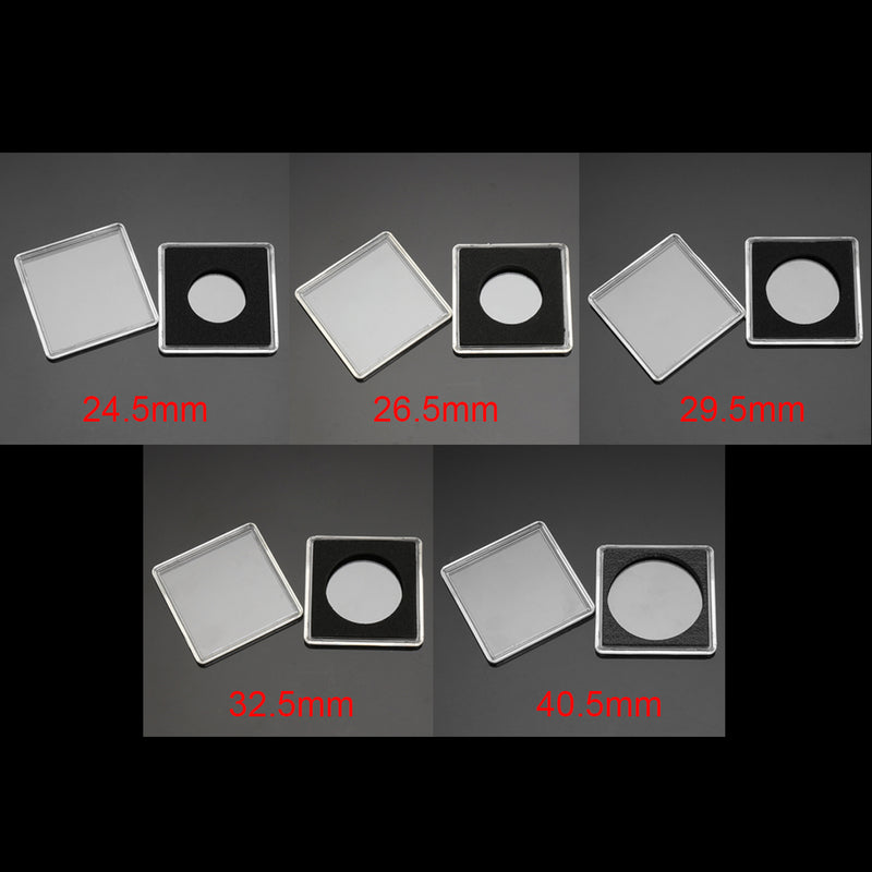 5 Sizes Clear Square Coin Capsule Box Quadrum Coin Holder 24.5mm to 40.5mm